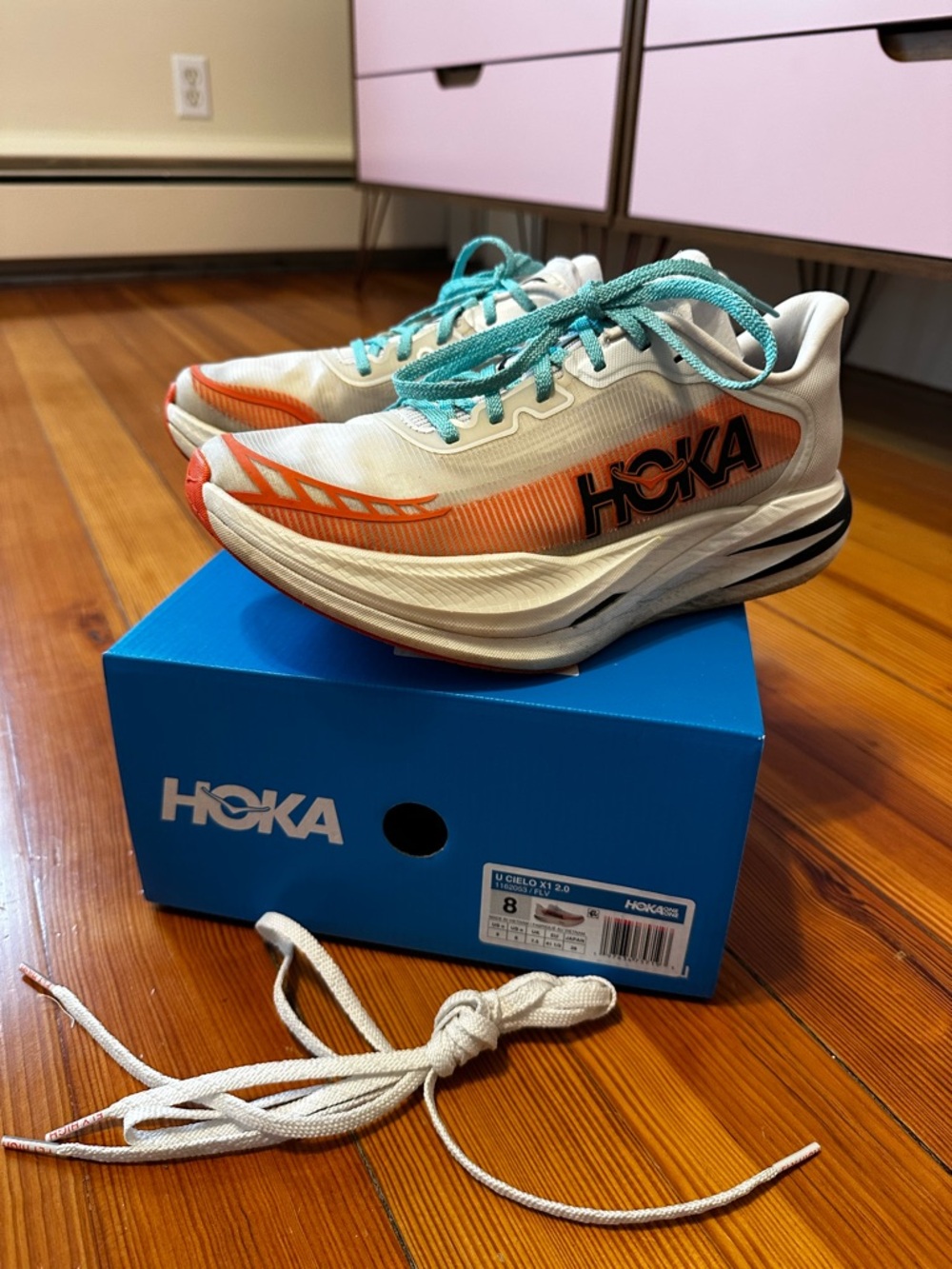 HOKA Cielo x 1 2.0 White Orange Running Sneakers Men’s 8 Women’s 9